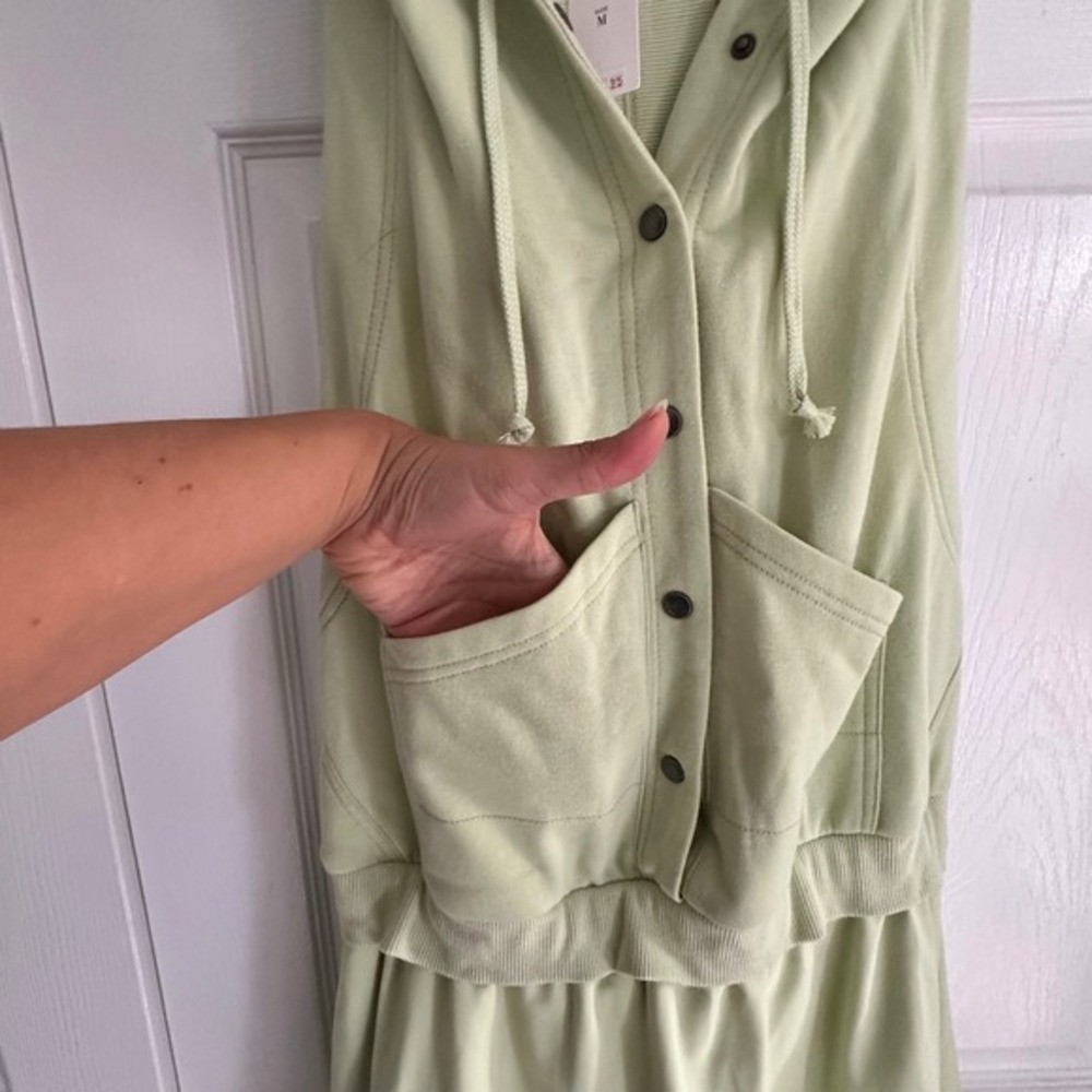 Daily Practice Anthropologie Green Sleeveless Hoodie Dress Casual‎ Athleisure M - Picture 6 of 16